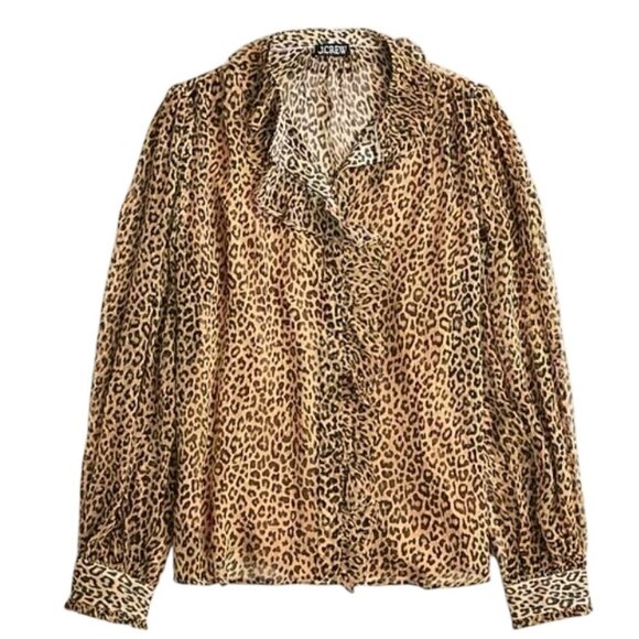NWT JCrew Leopard Print Blouse Shirt Size 2 - Picture 1 of 5